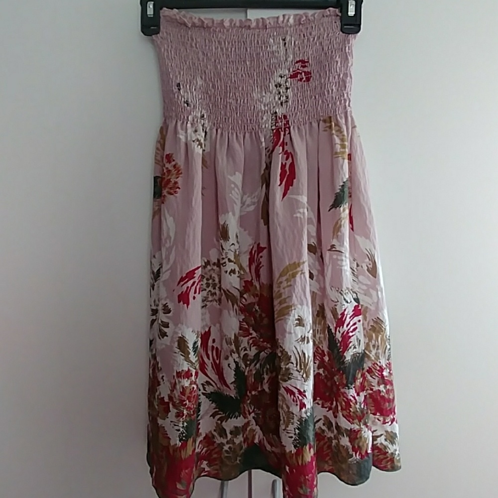 Love Culture Pink Tropical Strapless Dress